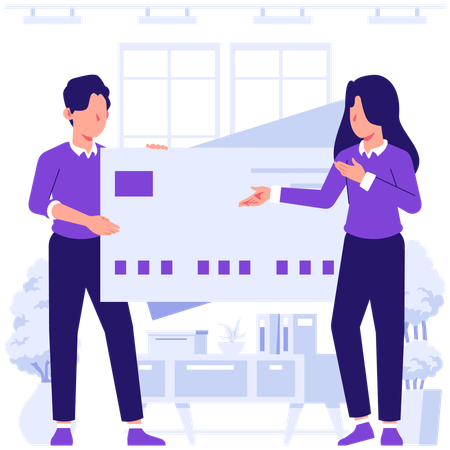 Employees making card payment  Illustration