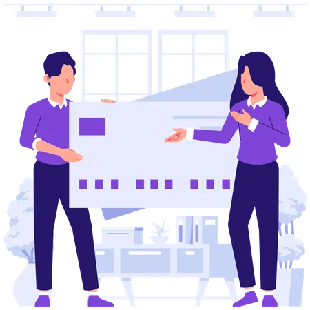 Employees making card payment  Illustration