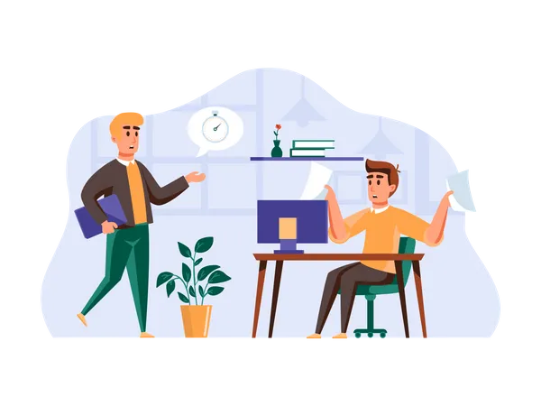 Employees managing task  Illustration