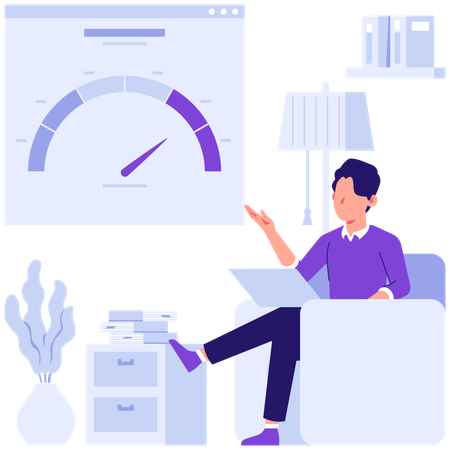Employees measuring  market data performance  Illustration