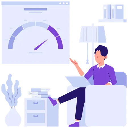 Employees measuring  market data performance  Illustration