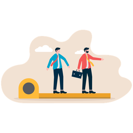 Employees measuring performance scale  Illustration