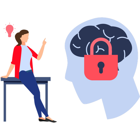 Employee's mind is locked  Illustration