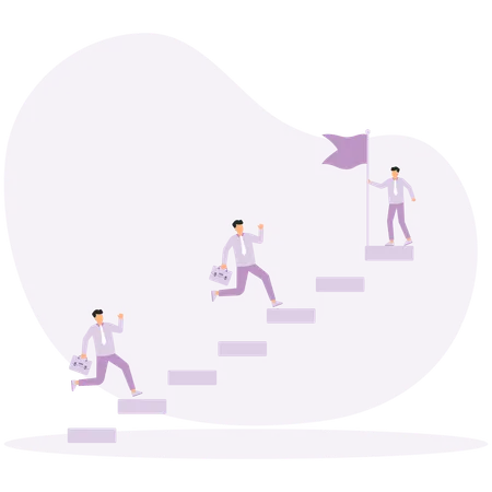 Employees moving towards their goal  Illustration