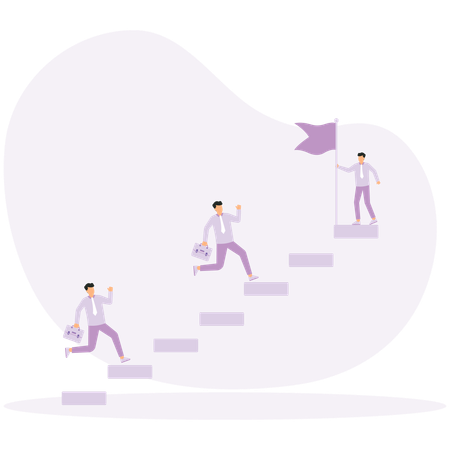 Employees moving towards their goal  Illustration