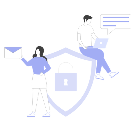 Employees perform email security  Illustration