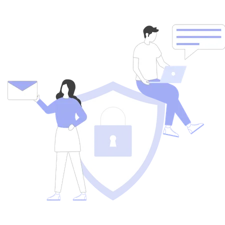 Employees perform email security  Illustration