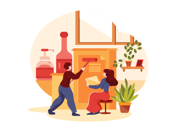 Employees planning marketing strategy  Illustration