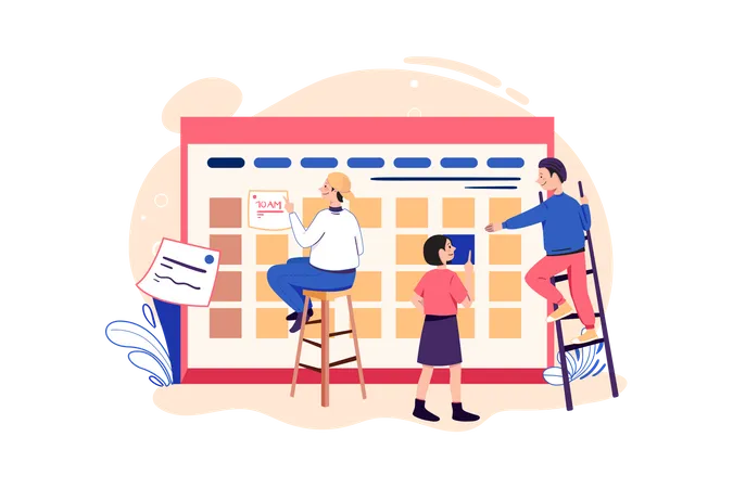 Employees planning office schedule  Illustration