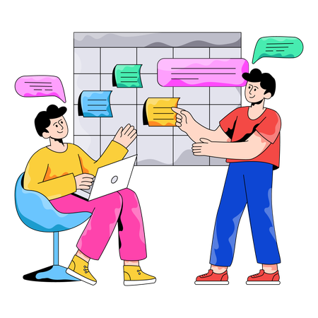 Employees plans out business Task  Illustration