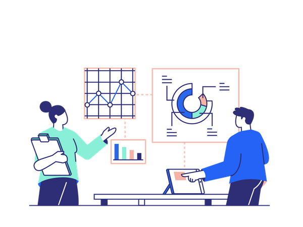 Employees preparing Business Strategy  Illustration