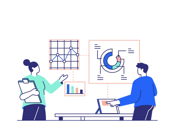 Employees preparing Business Strategy  Illustration