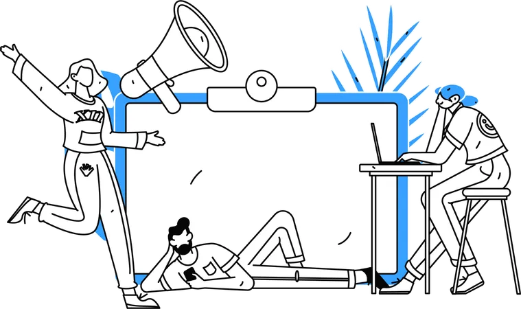 Employees promoting business market strategies  Illustration