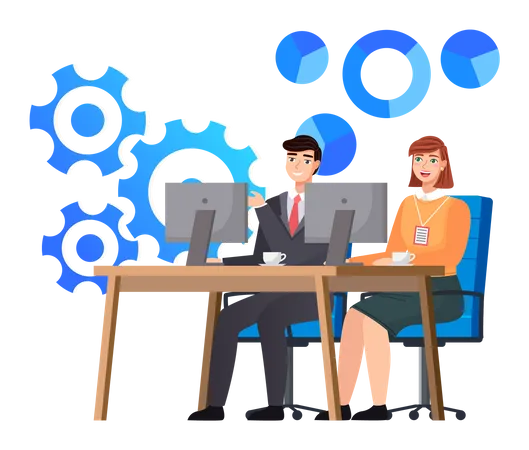 Employees provide technical support services  Illustration