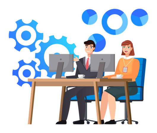 Employees provide technical support services  イラスト