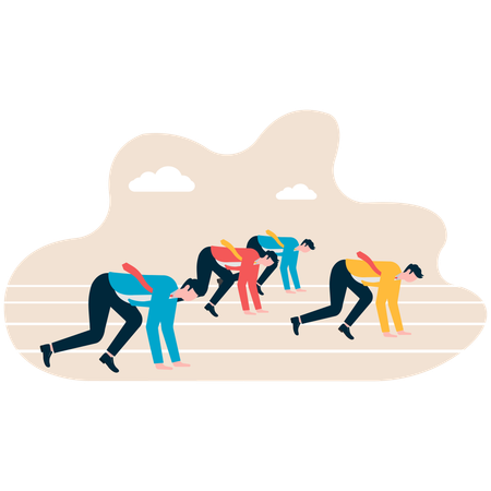 Employees race between them for position gain  Illustration