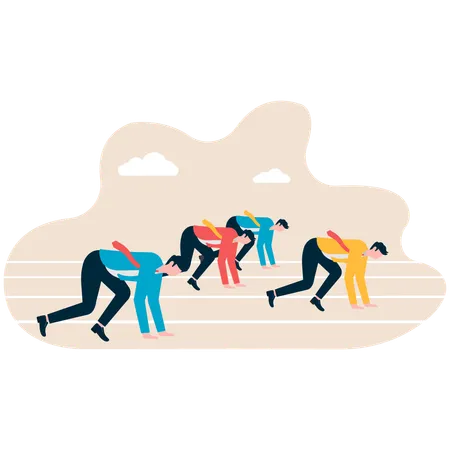 Employees race between them for position gain  Illustration