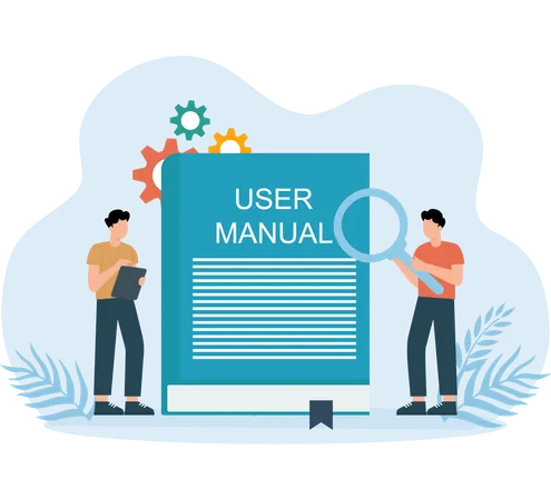 Employees reading User Manual  Illustration