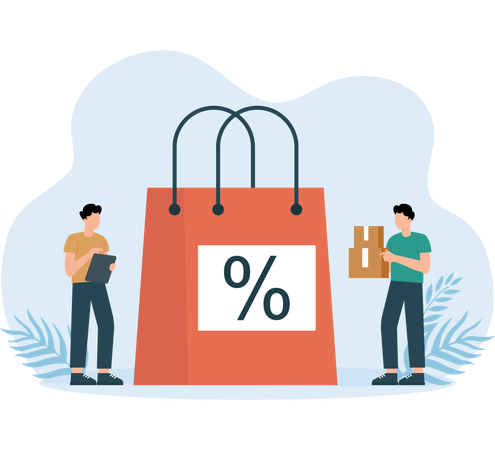 Employees receive shopping discount  Illustration