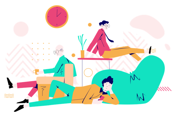 Employees relaxing in afternoon break Illustration