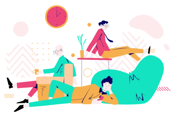 Employees relaxing in afternoon break  Illustration