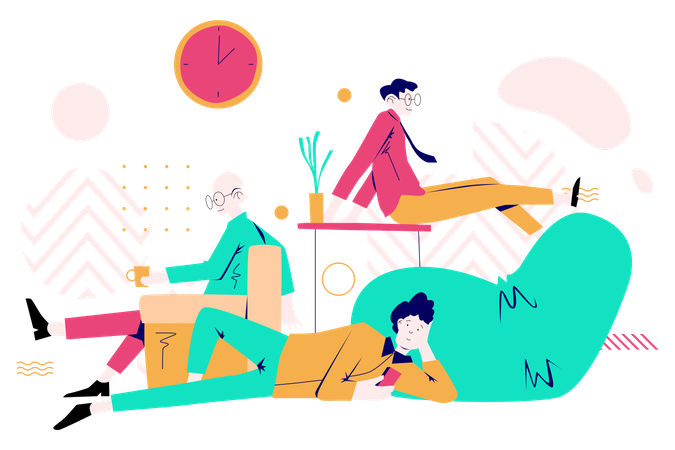 Employees relaxing in afternoon break  Illustration