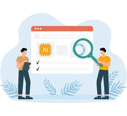 Employees research on Ai Browser  Illustration