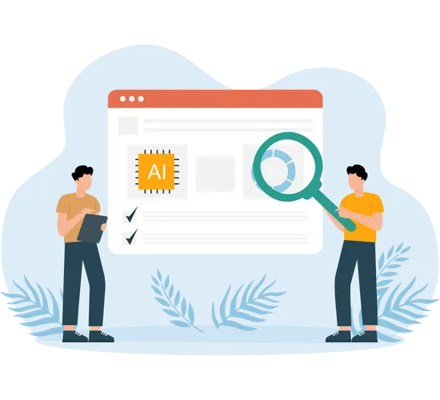 Employees research on Ai Browser  Illustration
