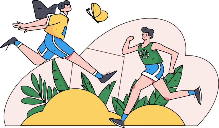 Employees running for meeting  Illustration