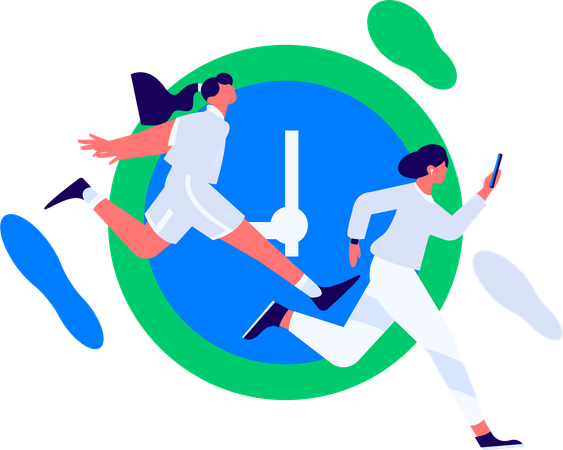 Employees running late for deadlines  Illustration