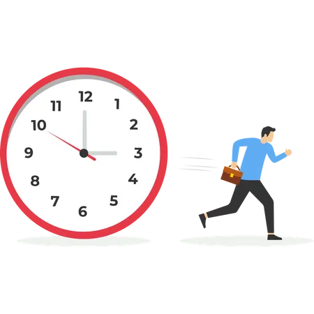 Employees Rush Because They Are Late For Work Vector Illustration In Flat Style Illustration