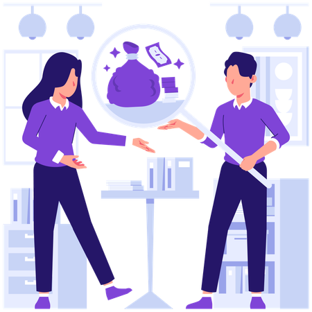 Employees search for more money  Illustration