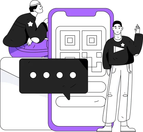 Employees securing communication messages  Illustration