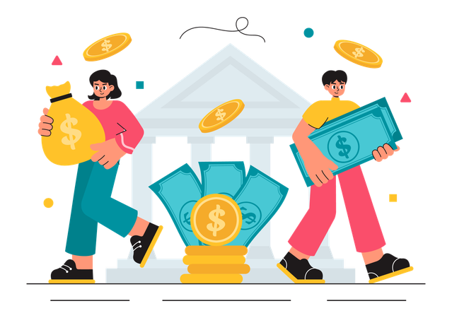 Employees securing their money in business  Illustration