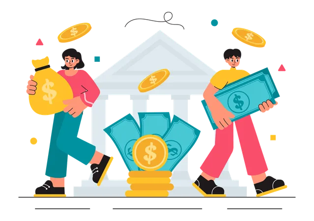 Employees securing their money in business  Illustration