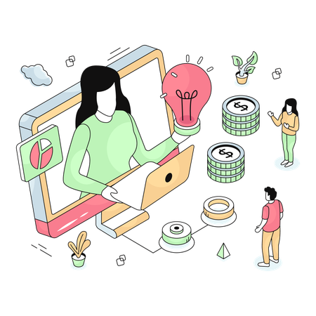 Employees sharing Online Idea  Illustration