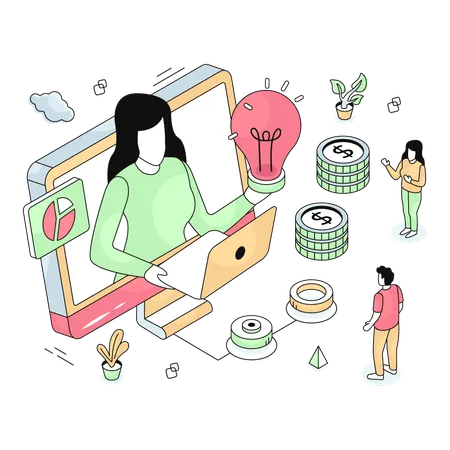 Employees sharing Online Idea  Illustration