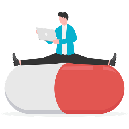 Employees sit and work capsules  Illustration