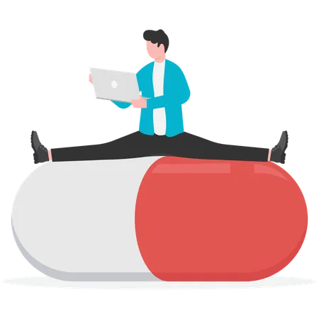 Employees sit and work capsules  Illustration