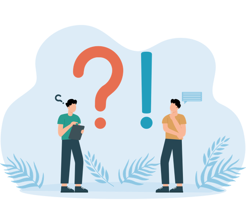 Employees solving Faq questions  Illustration