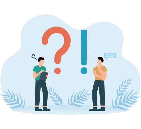 Employees solving Faq questions  Illustration