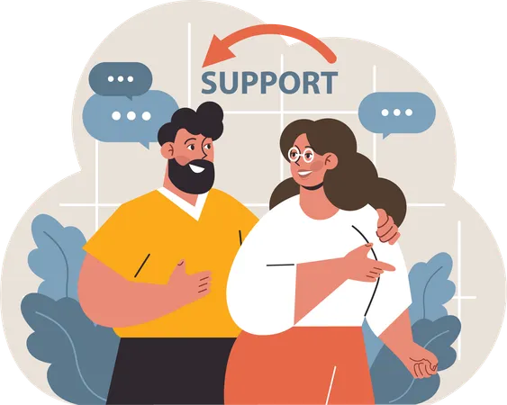 Employees support each other at workplace  Illustration
