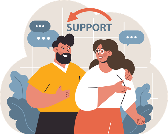 Employees support each other at workplace  Illustration