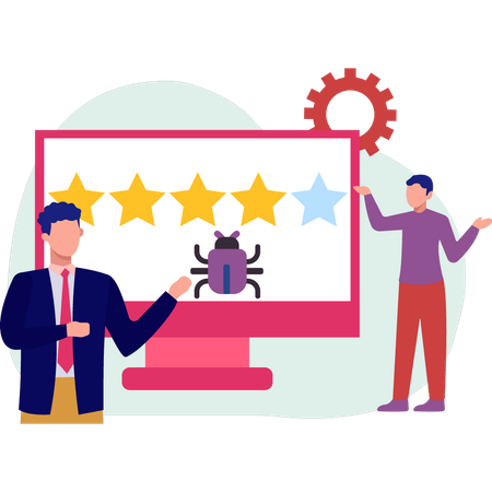 Employees talking about bug star rating  Illustration