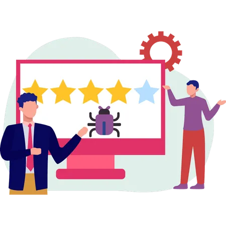 Employees talking about bug star rating  Illustration