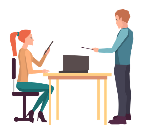 Employees talking at the office Illustration