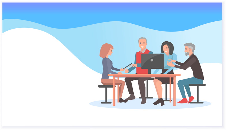 Employees talking in regards with targets  Illustration