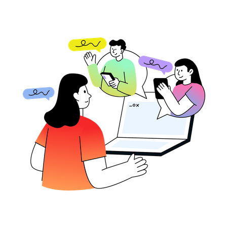 Employees Talking On Social Media  Illustration