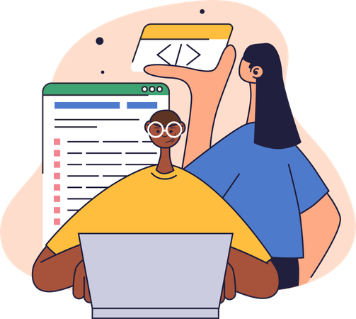 Employees testing company's software  Illustration
