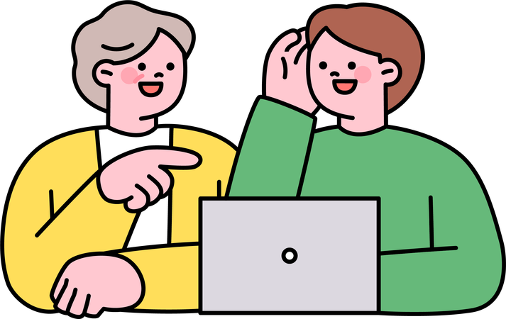 Employees together develops new website  Illustration